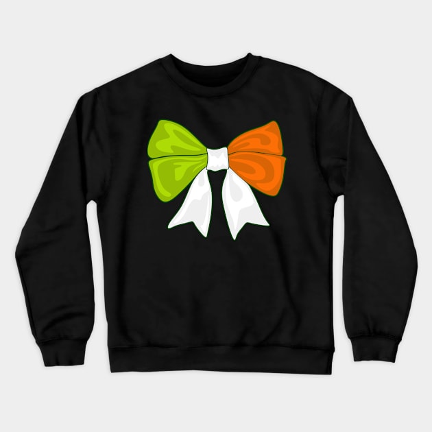 Paddys Day Irish Flag Bow Crewneck Sweatshirt by Xeire